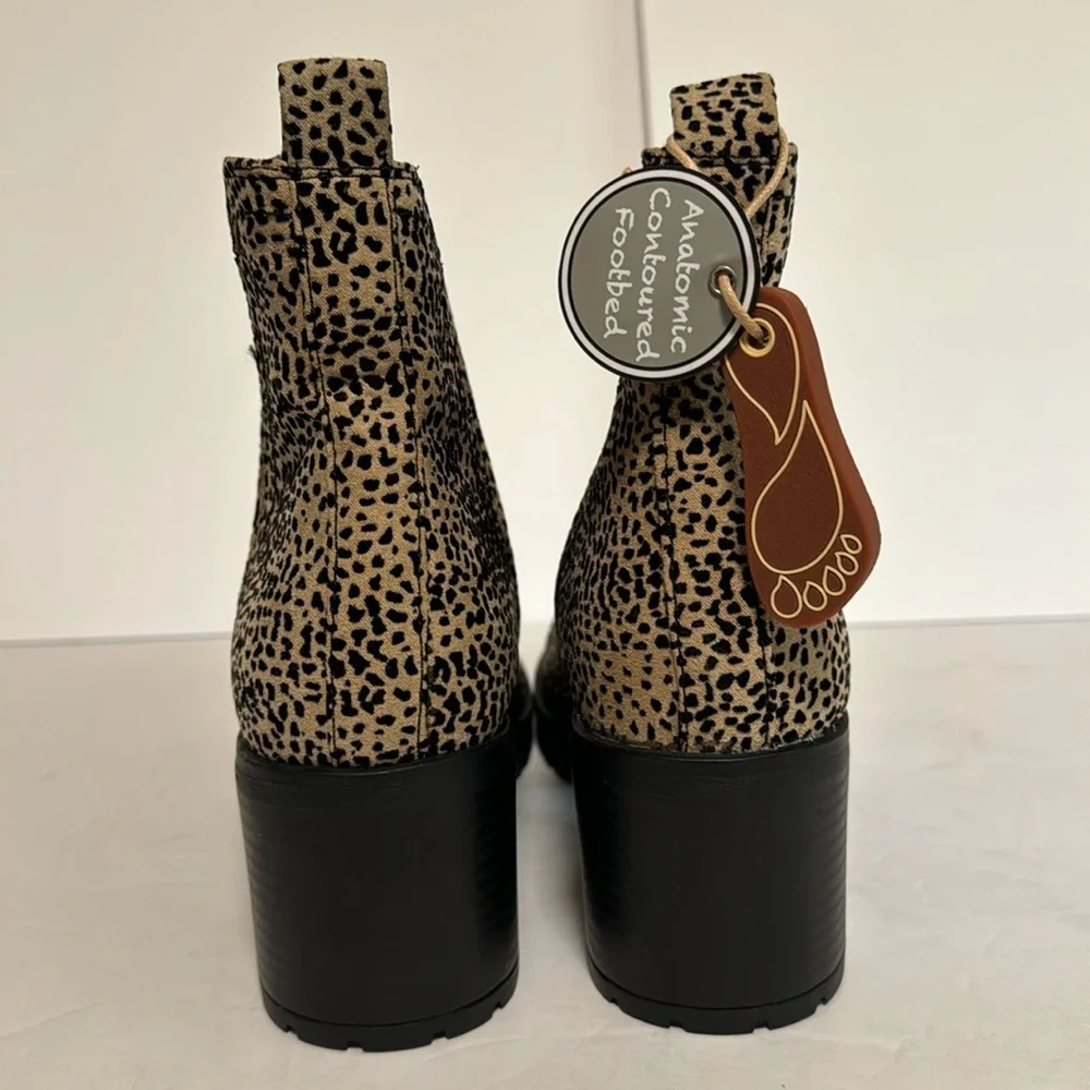 MIA Cheetah Block Heel Closed Toe Slip On Booties Boots NEW